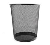 Divinext Metal Mesh Round Dustbin for Waste & Papers, 28 x 19 x 23 cm,Black(Open-Top)