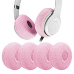 Geekria 2 Pairs Small Knit Fabric Washable Headphone Covers with Cable Hole/Earphone Covers/Ear Pads Protector/Stretchable Sanitary Earcup, Fits 1.57"-3.15" Headsets (Pink)