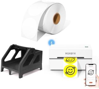 MUNBYN 2 Inch Circle Thermal Sticker Labels+Shipping Label Holder+130B Bluetooth Thermal Label Printer