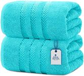 DAN RIVER Bath Sheets Set of 2 – 550 GSM Ultra Super Soft Sheets – 100% Cotton Jumbo Large Bath Towels for Bathroom, Home, Hotel, Spa, Beach, Pool, Gym – 35”x70” in Aqua
