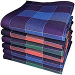 100% Cotton Pack of 6 Mens Premium Handkerchiefs 43cm x 43cm, Assorted Designer Checks, 43 CM