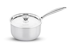 Butterfly Tez Triply Milk/Sauce Pan with SS Lid | 1.8 Litre| 16 CM | Stay Cool Handle | Induction Compatible | for Cooking Curry, Deep Fry, Saute, Rice, Milk Boil | 10 Year Warranty | Silver