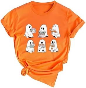 Toddler Halloween Shirt Baby Boy Girls Ghost Pumpkin Tshirts Kids Fall Spooky Season Short Sleeve Tee Tops