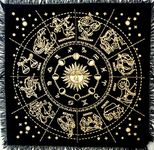 Tarot Altar Cloth Cards Divination Special Tarot cloth Tablecloth Man Cave pegan Room Bar Home Wall Decor wiccan alter cloths witchcraft Tentacle Sun Card Table Tapestry 18X18 (Zodiac gold)