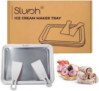 Slursh Instant Ice Cream Maker, Instant Cold Plate Ice Cream Roll Maker with 2 Spatulas, Stainless Steel Ice Cream Roller Pan for Easy Homemade Ice Cream Rolls Gelato Sorbet Frozen Desserts - White