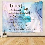 Bible Verse Tapestry Wall Hanging, Verse Scripture Quotes on Teal Purple Marble Tapestry Wall Hanging, Inspirational Tapestry Abstract Art Wall Hanging Bedroom Living Room Dorm Decor, 60X40 Inches