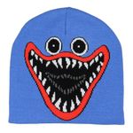 Mad Engine Poppy Playtime Kids Huggy Big Face Design Knitted Beanie for Boys and Girls Blue, Blue, One Size