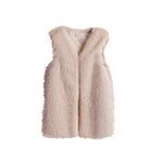 Tapanet Women's Open Front Cardigan Sleeveless Fluffy Short Faux Fur Vests Waistcoats Fashion Fall Winter Warm Vests Shaggy, Beige, Small