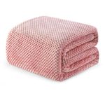 Exclusivo Mezcla Fleece Bed Blanket Queen Size, Super Soft and Warm Blankets for Couch, Sofa and Bed Waffle Textured, Cozy, Fuzzy and Lightweight (Dusty Pink, 90x90 Inches)