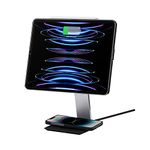 PITAKA Magnetic iPad Stand [MagEZ Charging Stand] Fits MagEZ Case Pro for iPad Pro and iPad mini 6, Adjustable Tablet Charging Stand Holder with 15W Wireless Charging Base for Smartphone, Black