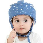 Xeano Baby Crawling Helmet Infant Protective Hat Toddler Protector Cap Walking Harness Adjustable Soft Cotton Helmet (Stary Blue)