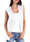 Women’s Lightweight Sleeveless Open Front Cardigan Vest (M, White)