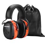 PROHEAR 037 Bluetooth 5.0 Hearing Protection Headphones with Rechargeable 1100mAh Battery, 25dB NRR Safety Noise Reduction Ear Muffs with 40H Playtime for Mowing, Workshops, Snowblowing - Orange