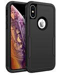 BENTOBEN for iPhone X Case, for iPhone Xs Case Heavy Duty 3 in 1 Full Body Rugged Non Slip Shockproof Bumper Drop Protective Girls Women Boy Men Covers Case for iPhone X/Xs 5.8", Black