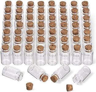 THE TWIDDLERS 60 Mini Fioles en Verre avec Bouchons Liège, Petit Bouteilles, 10ml - Mariages, Déco, Dragées, Cadeaux Invités, Loisirs Créatifs - Solide