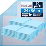 Disposable Underpads - 24x36 Pack of 50 - Absorbent Incontinence Bed Pads for Adults, Kids, Elderly, and Pets - Fluid and Urine Bed Protection - Large, Thick, Fluff and Polymer Chux