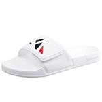 Knixmax Women Sliders Shower Gym Beach & Pool Shoes Open Toe Slide Sandals Summer Slippers Hook & Loop B White 6.5/7UK - 40/41EU