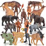 Ancient Animals Primitive Men Model Figurines Playset 17 PCS Mammoths Sabretooth Action Figure Toys for Kids