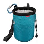 MoKo Chalk Bag, Drawstring Rock Climbing Chalk Bag Bouldering Chalk Bag Bucket with Adjustable Belt & Zippered Pockets and Carabiner for Rock Climbing Weight Lifting Gymnastics Crossfit - Light Blue