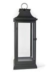 Serene Spaces Living 25" Tall Black Decorative Hurricane Lantern with Clear Glass Panels - Perfect Indoor Lantern and Outdoor Lantern for Porch, Events, Parties, & Table Top Decor - Large Lantern