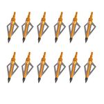 Hunting Broadheads, 12PK 3 Blades Archery Broadheads 100 Grain Screw-in Arrow Heads Arrow Tips for Crossbow and Compound Bow Grold (Pack of 12)