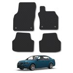 Rubber Car Mats Compatible with Skoda Octavia (2013-2020) Tailored Fit Rubber Floor Mats Set Accessory Black Custom Fit 4 Pieces with Clips - Anti-Slip Backing, Heavy Duty & Waterproof