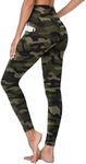 Gayhay Leggings with Pockets for Women - High Waisted Tummy Control Soft Compression Yoga Pants for Workout Running Gym Army Green Camo