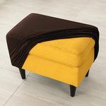 HOKIPO 210 GSM Premium Velvet Stretchable Ottoman Foot Rest Stool Cover, Brown (AR-4801-BR)