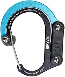 HEROCLIP Carabiner Clip and Hook (Mini) for Travel, Luggage, and Small Bags, Black with Blue Hook