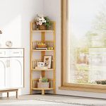 Dripex Bamboo Corner Shelves Free Standing Shelf Floor Storage Unit for Bathroom, Living Room, Bedroom, Kitchen, Balcony or Office (4 Tier)