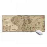 Gaming Mouse Pad XL,Extended Large Mouse Mat Desk Pad 31.5x11.8x0.12IN,Stitched Edges Non Slip Mousepad for Computer,Office,Keyboard and Laptop-Middle Earth Map