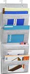 SimpleHouseware Hanging File Organiser Holder, 4 Clear Pockets Wall Office Supply Organiser