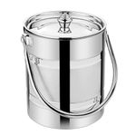 A-ONE Stainless Steel Barni with Heavy Jointless Body Milk Can|Milk Barni|Oil Pot|Container for Storing Liquid with Lid|Durable|Strong|Spill Proof (7L, Silver)
