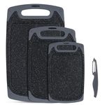 SKERITO Chopping Board Set, Kitchen Cutting Boards, BPA Free Plastic Chopping Boards with Non-Slip Feet and Deep Drip Juice Groove, Dishwasher Safe Cutting Board, 3pcs, Black