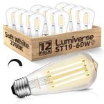 Lumiverse Dimmable Vintage LED Edison Bulbs CRI 90+, 60W Equivalent Dimmable Light Bulbs, 2700K Soft White, Antique Style ST58 LED Filament Bulbs, E26 Base LED Bulb 5.5W, Clear Glass, Pack of 12