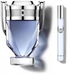 Rabanne Invictus Eau de Toilette, 1.7 oz + Travel Spray 0.34 oz, 2 Piece, Woody Aquatic Cologne, Long-Lasting Wear, Marine & Grapefruit Notes, Trophy Bottle, Full-Size & Mini Gift Set for Men
