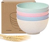 IMOX Wheat Straw Fiber Bowl, Unbreakable Cereal Bowls, Dishwasher and Microwave Safe Bowl, Mixing and Serving Bowl for Salad, Soup, and Popcorn, Bpa Free, Pack of 4, 800ml (Multicolor)