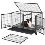 costoffs Rolling Dog Crate with Divider 43'' Stackable Dog Cage with Open Top/ 2 Removable Trays for Small/Medium Dog, Black