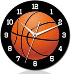 CIGERA 12 Inch Basketball Theme Wall Clocks with Silent Clock Movement and Battery Operated, Great Decor for Bedroom or Classroom, Nice Gifts for Basketball Lovers, Father and Back to School