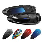 LEXIN GTX Motorcycle Bluetooth Headset, 10 Riders Helmet Communication Systems, Universal Bluetooth Intercom with Audio Multitasking/Hi-Fi Speakers/IP67 Waterproof/Voice Assistants/5 Shells, Dual Pack