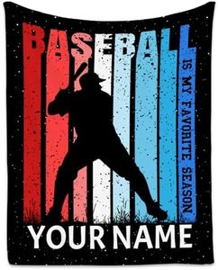 Custom Baseball Blankets for Boys, Baseball Gifts for Kids 8-12, Personalized Gift for Men Adults Players, 60"x80" Soft Cozy Flannel Throw Blanket for Team Room Decor Accessories