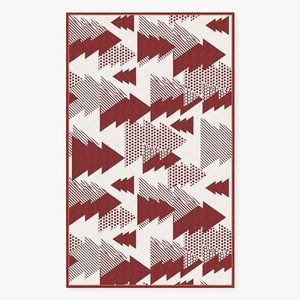 PONY DANCE Alfombra de Navidad Alfombra Lavable Lavadora 120x160cm Alfombra Pelo Corto Alfombra Lavable Antideslizante para Salón/Dormitorio/Habitación Infantil, Rojo