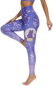 High-Waisted Halloween Black Cat Printed Women Leggings with Pockets, Sustainable Yoga Pants Tights for Workout, Pilates, and Gym Exercise Fitness,Soft Stretchy Durable Tummy Control