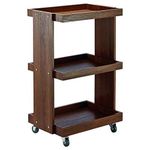 Indigo interiors Wooden Bar Trolley/Serving Trolley/Wooden Service Trolley/Wooden Service Trolley 3-Tier Rolling Cart Large Trolley with Wheels, (Teak Wood Shade) (L*B*H - 60 x 35 x 75 in cms, wulnut)