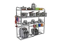 Dhsvs Stainless Steel Wall Mount Kitchen Racks | Dish Rack With Cutlery And Plate Kitchen Stand | Modular Kitchen Bartan Stand | Kitchen Organizer Itemswt-6.8Kg - Tiered Shelf