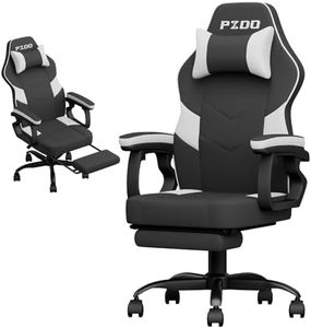 PZDO Gaming Chairs for Adults, Gaming Chair with Footrest & Lumbar Support, Ergonomic Pc Computer Chair with PU Leather, Gamer Chair for Office Gaming, Teens, Kids, 300LBS, Black-White