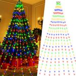 Christmas Tree Lights Indoor & Outdoor with Ring 2.8 m x 10 Lines, 280 LEDs Xmas Tree Lights Indoor for Christmas Tree Decoration IP44 Waterproof, Waterfall Christmas Lights with 8 Modes, Multicolour