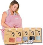 Bisoo Breastfeeding Cover for Mum - Adjustable 100% Muslin for a Breathable Privacy While Breastfeeding Your Newborn - Bag Included - Pink