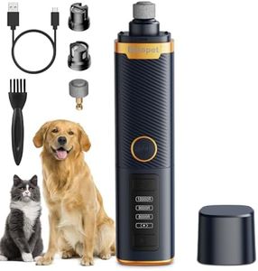 BETOPET Upgraded Dog Nail Grinder Quiet - (45db) 3-Speed Pet Nail Grinder with 2 LED Lights for Large Medium Small Dogs/Cats, Electric Dog Nail Trimmer with Dust Cap