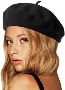 Wheebo Wool Beret Hat,Solid Color French Style Winter Warm Cap for Women Girls(Black)